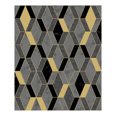 Dutch Wallcoverings - Hexagone ruit grafisch zwart/goud - 0,53x10,05m product