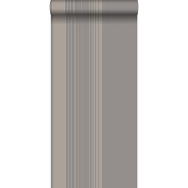 Origin behang - strepen - taupe en glanzend brons - 53 cm x 10,05 m product