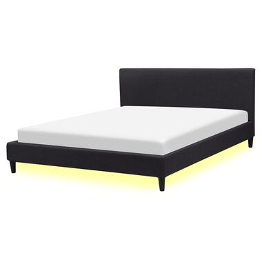 FITOU - Tweepersoonsbed LED - Zwart - 160 x 200 cm - Polyester product