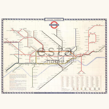 ESTAhome fotobehang - Lodon transport map - beige, rood en blauw product