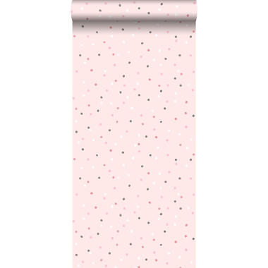 ESTAhome behang - kleine stippen - roze en warm grijs - 0.53 x 10.05 m product