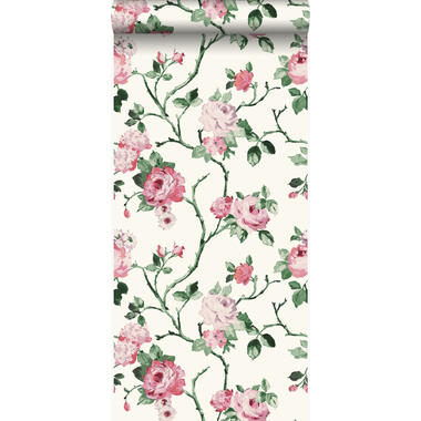 Origin behang - bloemen - wit en licht roze - 53 cm x 10,05 m product