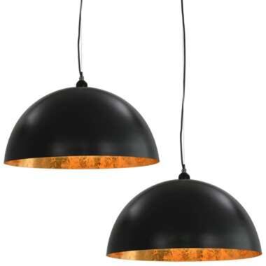 VIDAXL Plafondlampen 2 st halfrond E27 50 cm zwart en goudkleurig product