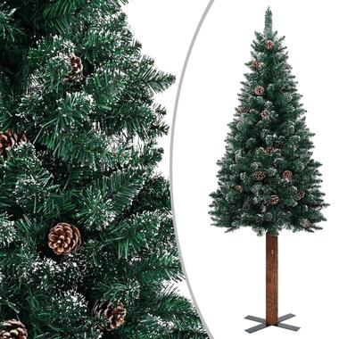 vidaXL Kerstboom met echt hout en sneeuw smal 150 cm groen product