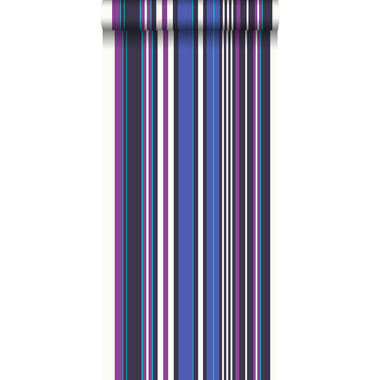 ESTAhome behang - strepen - paars en blauw - 53 cm x 10,05 m product
