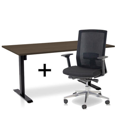 MRC EASY Set - Zit-sta bureau + bureaustoel - 160x80 - bruin eiken product