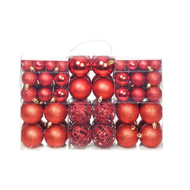 vidaXL Kerstballenset - 6 cm - rood - 100-delig product