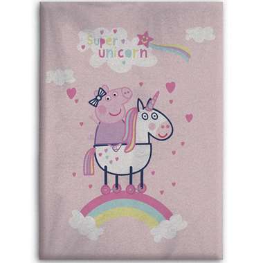 Peppa Pig Fleeceplaid Unicorn - 100 x 140 cm - Roze product