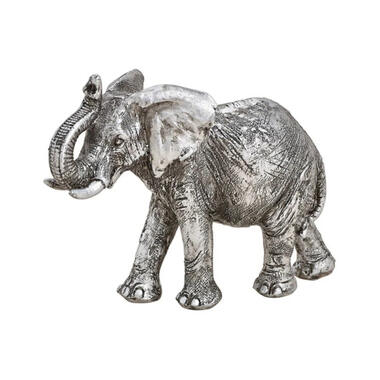 Beeldje - Indische olifant - zilverkleurig - keramiek - 16 x 6 cm product