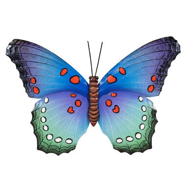 Anna's Collection Tuindecoratie - vlinder - blauw - metaal - 48 cm product