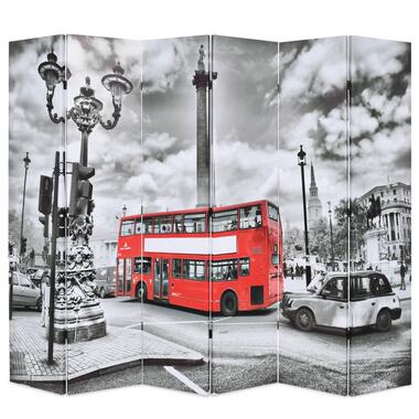 vidaXL Kamerscherm inklapbaar Londen bus 228x170 cm zwart en wit product