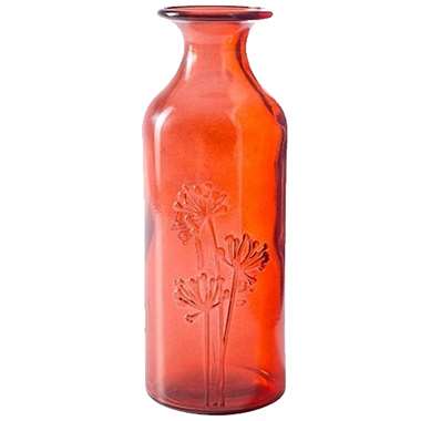 Vaas - fles vormig - rood - glas - 7 x 19 cm product