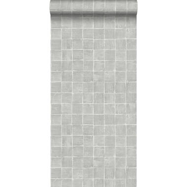 ESTAhome behang - tegelmotief - glanzend grijs - 53 cm x 10,05 m product