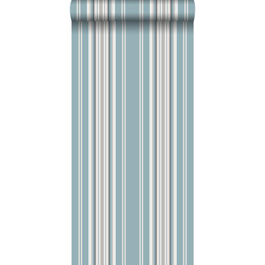 ESTAhome behang - strepen - vintage blauw en grijs - 53 cm x 10.05 m product
