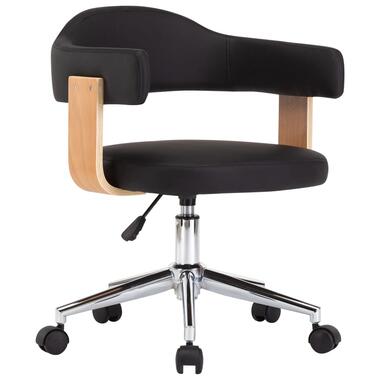 VIDAXL draaibare bureaustoel - gebogen hout en kunstleer - zwart product