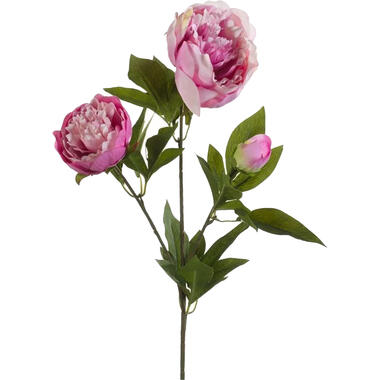 Kunstbloem - pioenroos - roze - tak - 70 cm product