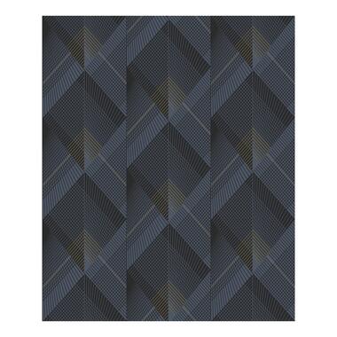 Dutch Wallcoverings - Galactik dessin donkerblauw/goud - 0,53x10,05m product