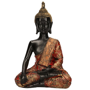 Boeddha beeld - multikleur - zittend - polystone - 21 cm product