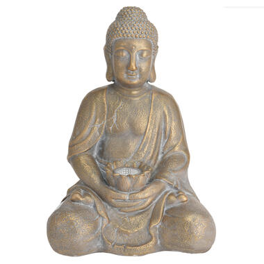 Tuinbeeld - Boeddha - goudkleurig - solar verlichting - 44 cm product