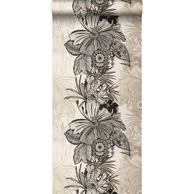 Origin behang - bloemen - zwart en beige - 52 cm x 10,05 m product