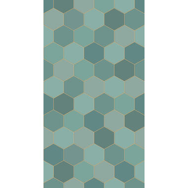 ESTAhome fotobehang - hexagon - zeegroen en petrolblauw - 150 x 279 cm - 158958 product