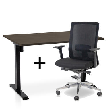 MRC EASY Set - Zit-sta bureau + bureaustoel - 140x80 - bruin eiken product