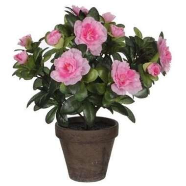 Mica Decorations Kunstplant - Azalea - roze - met bloemen - 27 cm product