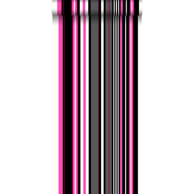 ESTAhome behang - strepen - roze en zwart - 53 cm x 10,05 m product