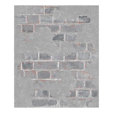 Dutch Wallcoverings - Reflets baksteen/beton grijs - 0,53x10,05m product