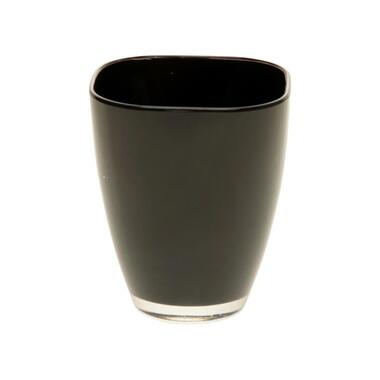 Bellatio Design Vaas - vierkant - zwart - glas - 17 cm product