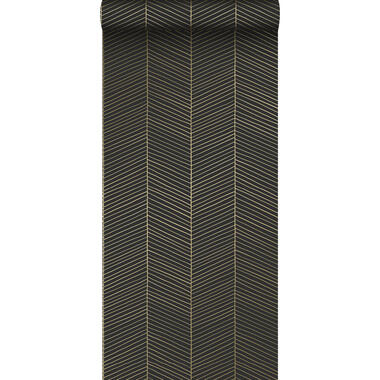 ESTAhome behang - visgraat-motief - zwart en goud - 0.53 x 10.05 m product