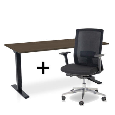 MRC COMFORT Set - Zit-sta bureau + stoel - 160x80 - bruin eiken product