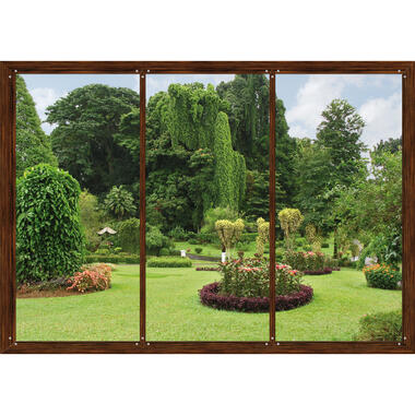 Sanders & Sanders fotowand - tuinzicht - groen en bruin - 360 x 254 cm product