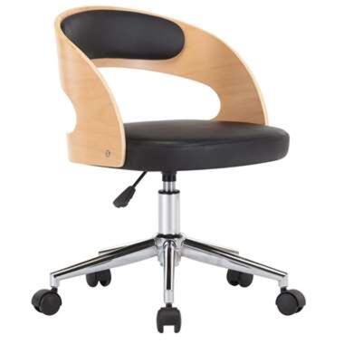 VIDAXL draaibare bureau stoel - gebogen hout - kunstleer - zwart product