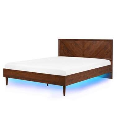 MIALET - Bed LED - Donkere houtkleur - 180 x 200 cm - Vezelplaat product