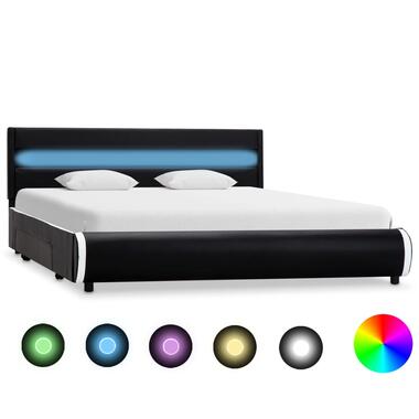 VIDAXL Bedframe met LED kunstleer zwart 140x200 cm product