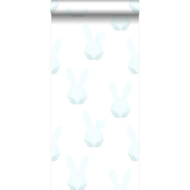 Origin behang - origami konijnen - pastelblauw - 53 cm x 10,05 m product