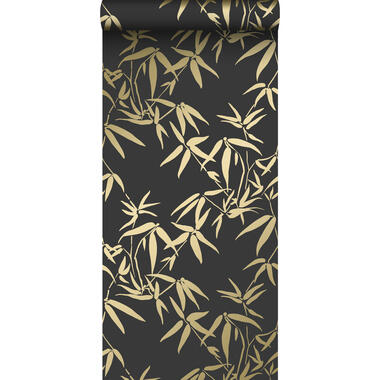 Origin behang - bamboe bladeren - zwart en goud - 0.53 x 10.05 m product