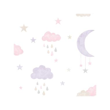 Dutch Wallcoverings - Little Ones Moon & Stars roze/lila - 0,53x10,05m product