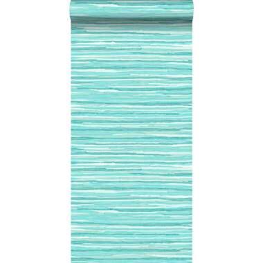 ESTAhome behang - geweven motief - turquoise - 53 cm x 10,05 m product