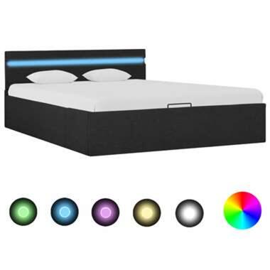 vidaXL Bedframe met opbergruimte en LED stof donkergrijs 140x200 cm product