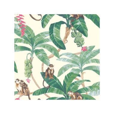 Dutch Wallcoverings - Myriad Monkey Puzzle wit/groen - 0,53x10,05m product