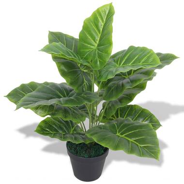 VIDAXL Kunst taro plant - met pot - 45 cm - groen product