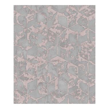Dutch Wallcoverings - Reflets dessin grijs/roze - 0,53x10,05m product