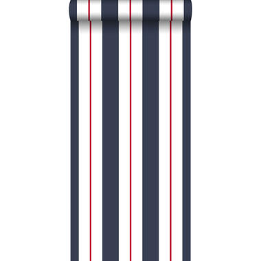 ESTAhome behang - strepen - blauw en rood - 53 cm x 10,05 m product