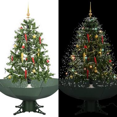 vidaXL Kerstboom sneeuwend met paraplubasis 140 cm groen product