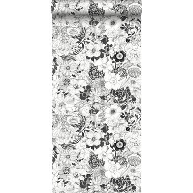 ESTAhome behang - bloemen - zwart en wit - 53 cm x 10,05 m product