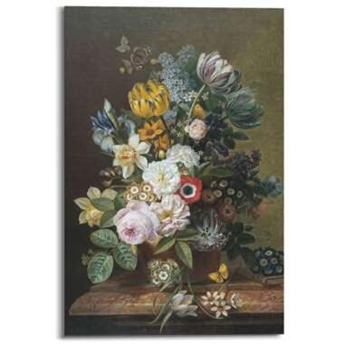 Schilderij Stilleven met bloemen 90x60 cm Groen Hout product