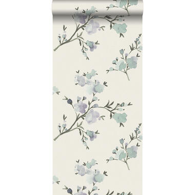 ESTAhome behang - kersenbloesems - beige en lila - 53 cm x 10,05 m product