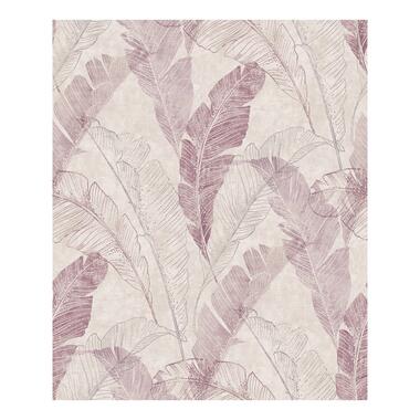 Dutch Wallcoverings - Myriad Tropical Leaf oudroze - 0,53x10,05m product